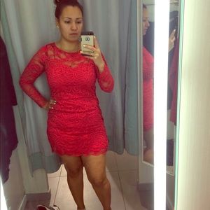 Red lace dress